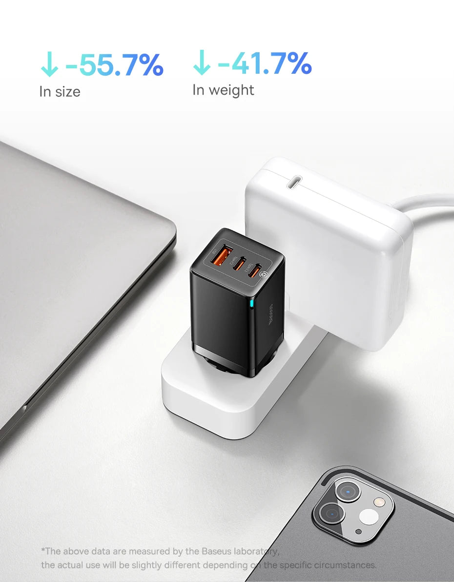 Baseus 65W GaN Charger Quick Charge Type C PD QC Charger USB Charger Portable Fast Charger For Laptop iPhone 17 16 15 14 13 Pro