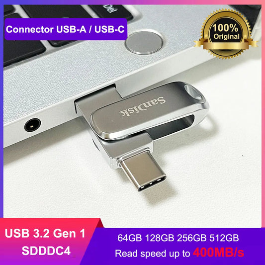 SanDisk SDDDC4 Ultra Dual Drive Luxe USB Type-C Flash Drive 32GB 64GB 128GB 256GB 512GB Metal OTG USB3.2 Gen 1 U Disk For PC/Mac