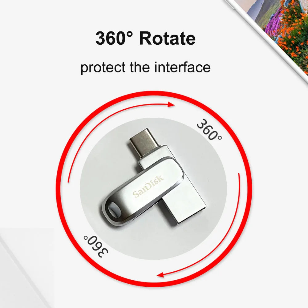SanDisk SDDDC4 Ultra Dual Drive Luxe USB Type-C Flash Drive 32GB 64GB 128GB 256GB 512GB Metal OTG USB3.2 Gen 1 U Disk For PC/Mac
