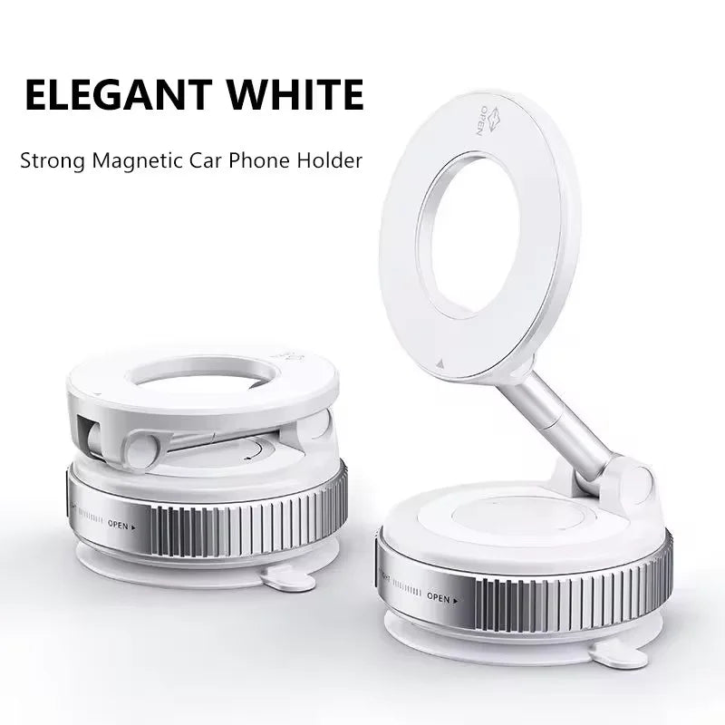 Suporte magnético Xiaomi para celular, design dobrável, ajuste de 360°, suporte a vácuo para carro, compatível com iPhone e ideal para transmissões ao vivo.