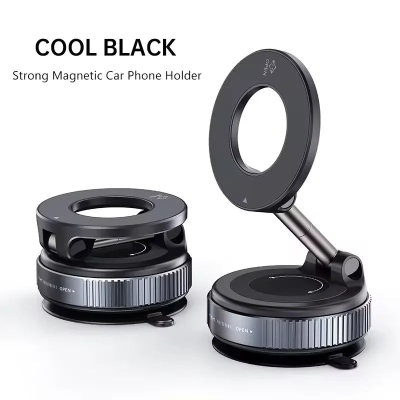 Suporte magnético Xiaomi para celular, design dobrável, ajuste de 360°, suporte a vácuo para carro, compatível com iPhone e ideal para transmissões ao vivo.